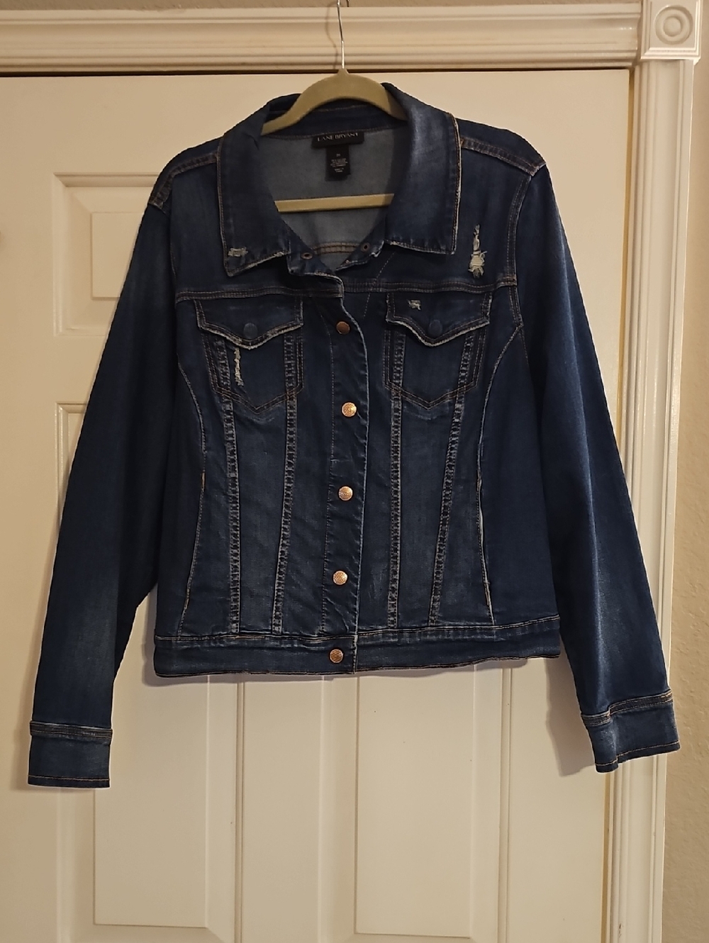 Lane Bryant Indigo Blue Denim Jacket with Button Front